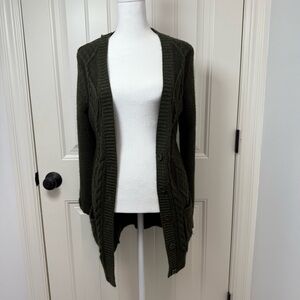 JJ’s Basic Chic Green Long Cardigan Sweater